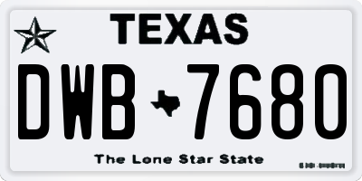 TX license plate DWB7680
