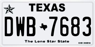 TX license plate DWB7683