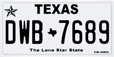 TX license plate DWB7689