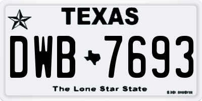 TX license plate DWB7693