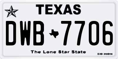TX license plate DWB7706