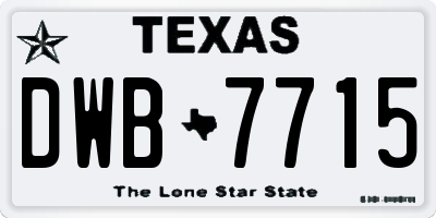 TX license plate DWB7715