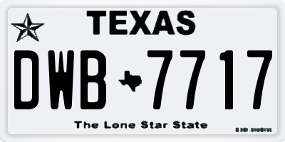 TX license plate DWB7717