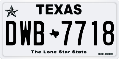 TX license plate DWB7718