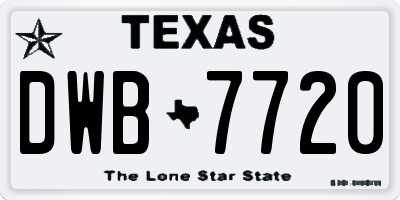 TX license plate DWB7720