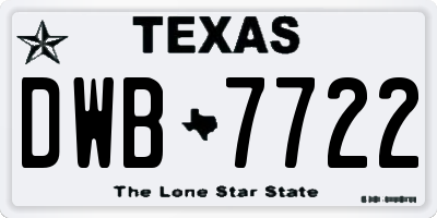 TX license plate DWB7722
