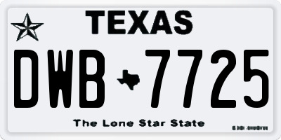TX license plate DWB7725