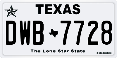 TX license plate DWB7728