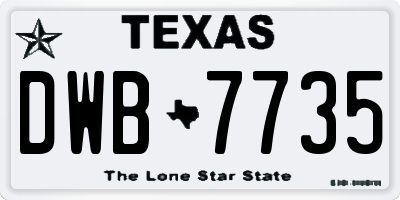 TX license plate DWB7735