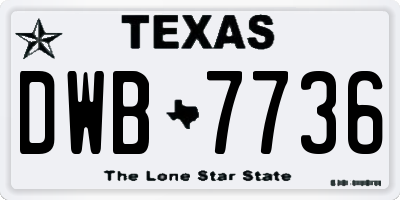 TX license plate DWB7736