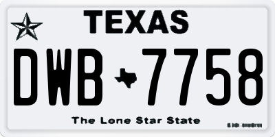 TX license plate DWB7758