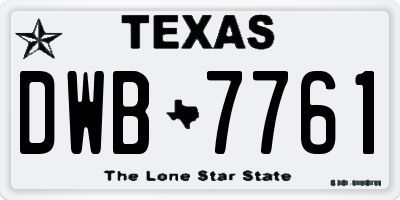 TX license plate DWB7761