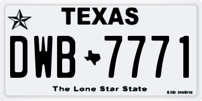 TX license plate DWB7771