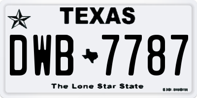 TX license plate DWB7787