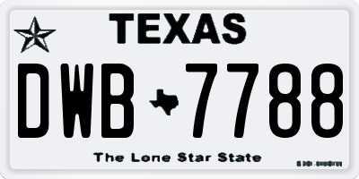 TX license plate DWB7788
