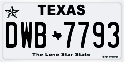 TX license plate DWB7793