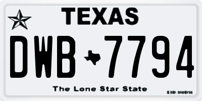 TX license plate DWB7794