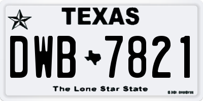 TX license plate DWB7821