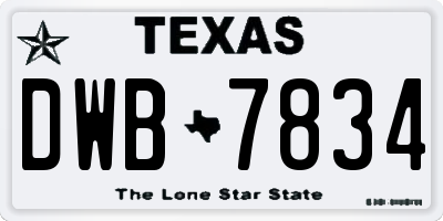 TX license plate DWB7834