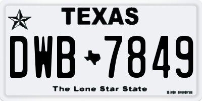 TX license plate DWB7849