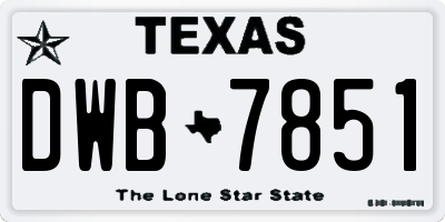 TX license plate DWB7851