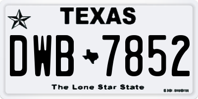 TX license plate DWB7852