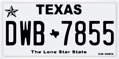 TX license plate DWB7855