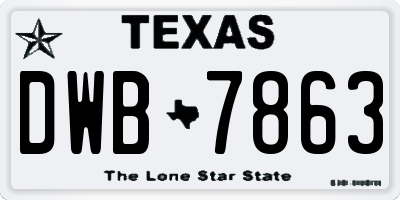 TX license plate DWB7863
