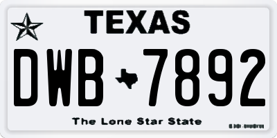 TX license plate DWB7892