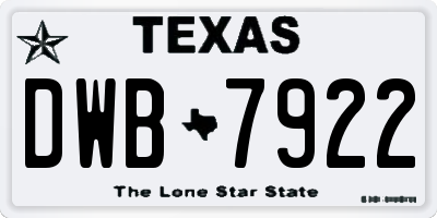 TX license plate DWB7922