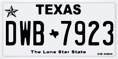 TX license plate DWB7923