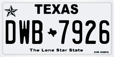 TX license plate DWB7926