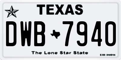 TX license plate DWB7940