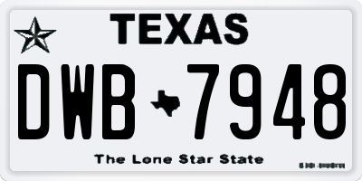 TX license plate DWB7948