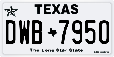 TX license plate DWB7950