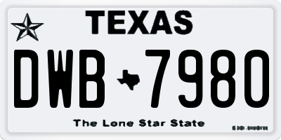 TX license plate DWB7980