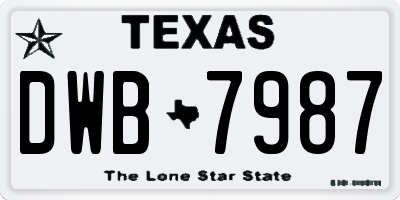 TX license plate DWB7987