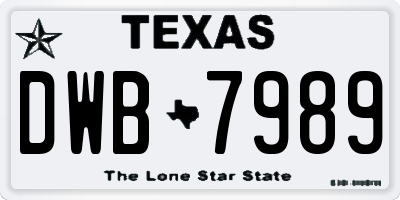 TX license plate DWB7989
