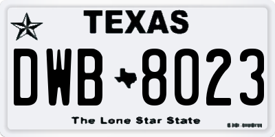TX license plate DWB8023