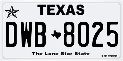 TX license plate DWB8025
