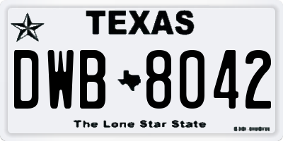 TX license plate DWB8042