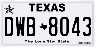 TX license plate DWB8043