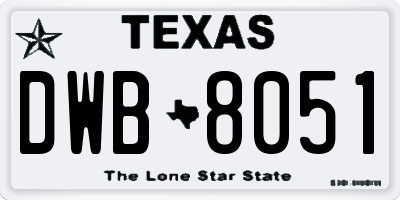 TX license plate DWB8051