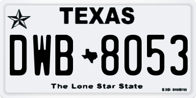 TX license plate DWB8053