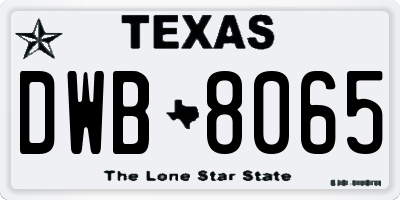 TX license plate DWB8065