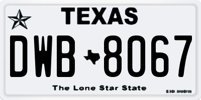 TX license plate DWB8067