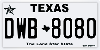 TX license plate DWB8080