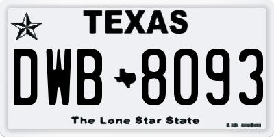 TX license plate DWB8093