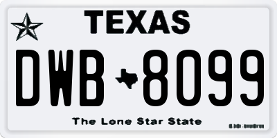 TX license plate DWB8099