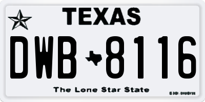 TX license plate DWB8116